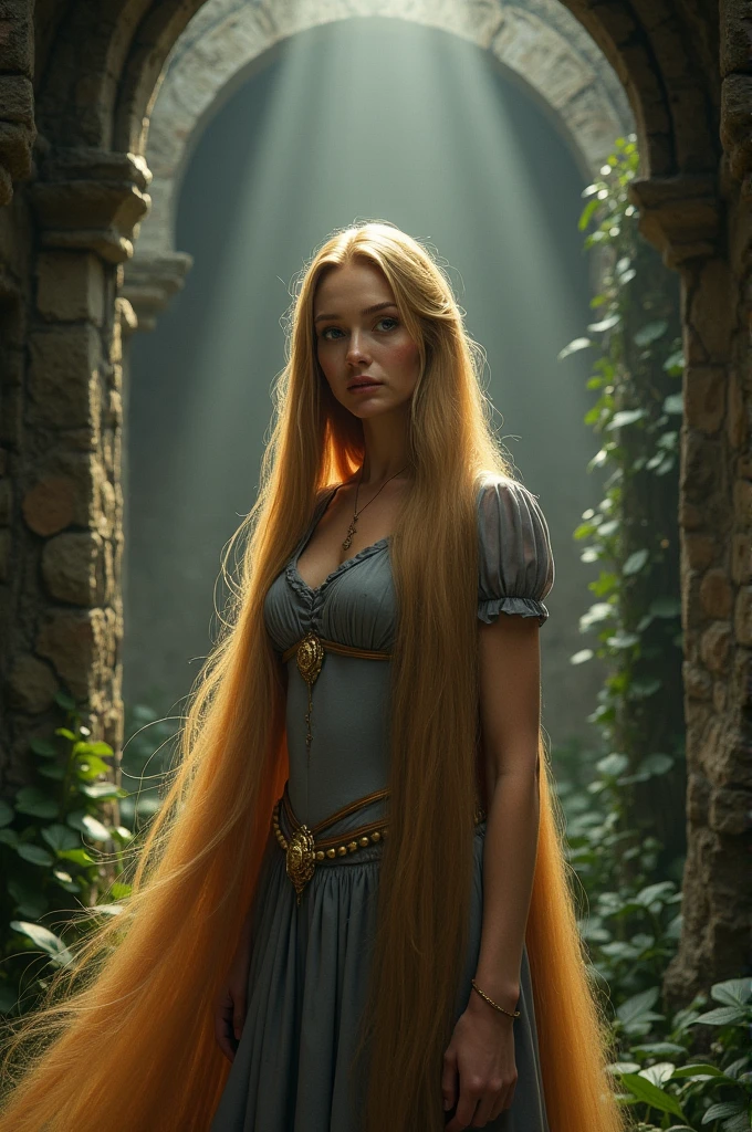 ((Medieval fantasy setting)). score_9, score_8_up, score_7_up, score_6_up. Echo is a 22-year-old half-elf. She has light brown skin. Thick light chestnut hair with caramel highlights and soft waves. Brown eyes with green hues. Her beautiful face is oval with soft features and pronounced cheekbones. She has full and attractive lips with a natural blush. A slight scar over her right eyebrow. Her ears are small like a human's but pointed like an elf's. Her physique is athletic and slim, she toned and flexible. She has a round and elastic body shapes. Secret Masturbation: 1 elf girl masturbates at a public holiday in broad daylight. Background: Fair, broad daylight. The people behind Echo are busy with their own affairs. The stage is in a remote part of the fair. Clothing: A white-transparent light sundress worn over a naked body without underwear. Thin straps, open shoulders. With loose hair. Her nipples are firm, clearly protruding through the thin fabric. Pose: Echo stands with her back to the crowd, one hand lifting her dress, exposing her thighs. The other hand she uses to masturbate. Her face is slightly turned, an excited smile plays on her lips, her eyes are half-closed. Camera: Front-bottom, angled to show details of the process. Tags: (secret masturbation, standing, orgasm, spied-on, covered nipples, penetration, vaginal insertion, intense masturbation, deep insertion, creamy discharge, (Medieval))