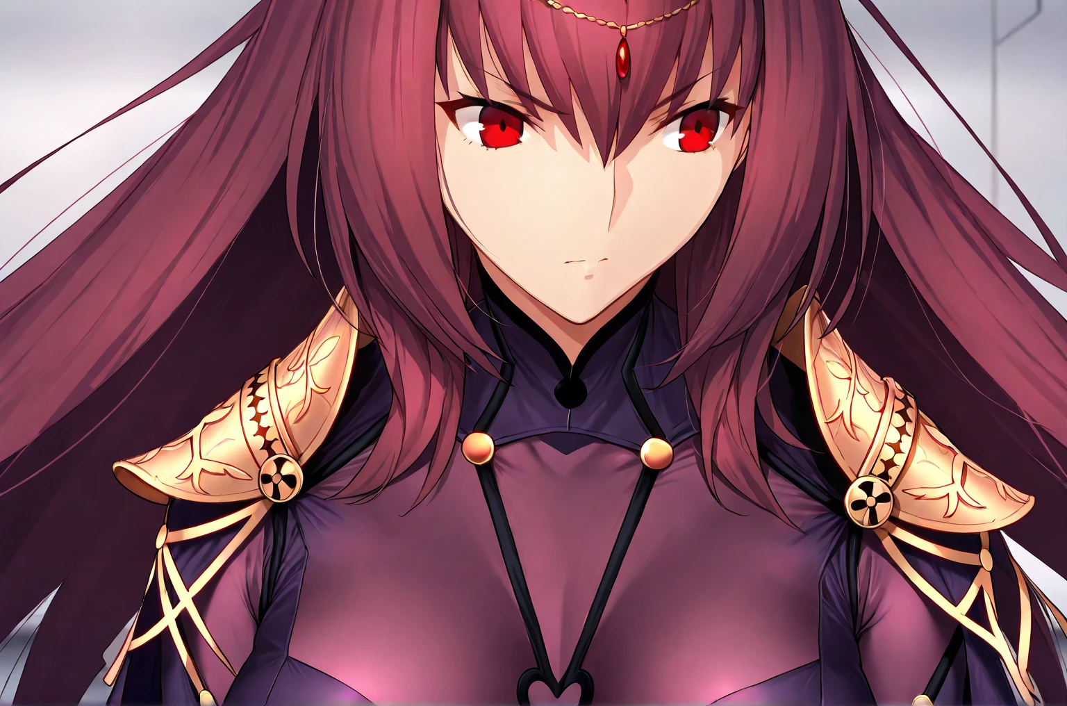 high resolution, masterpiece, necessary, detail, best quality, quality, necessary, tall details, High details, precise, 
 
1girl, solo, ufotable style, ufotable anime,  

Scathach, scathach Fate Grand Order, fate,  Fate Grand Order, long hair, red eyes, tight suit
