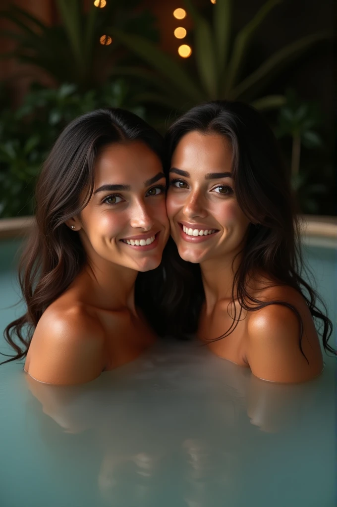 breathtaking two Latina woman, looking at camera, facial, smiling <lora:synthetic-cum-v1:0.99> bikini . award-winning, professional, highly detailed