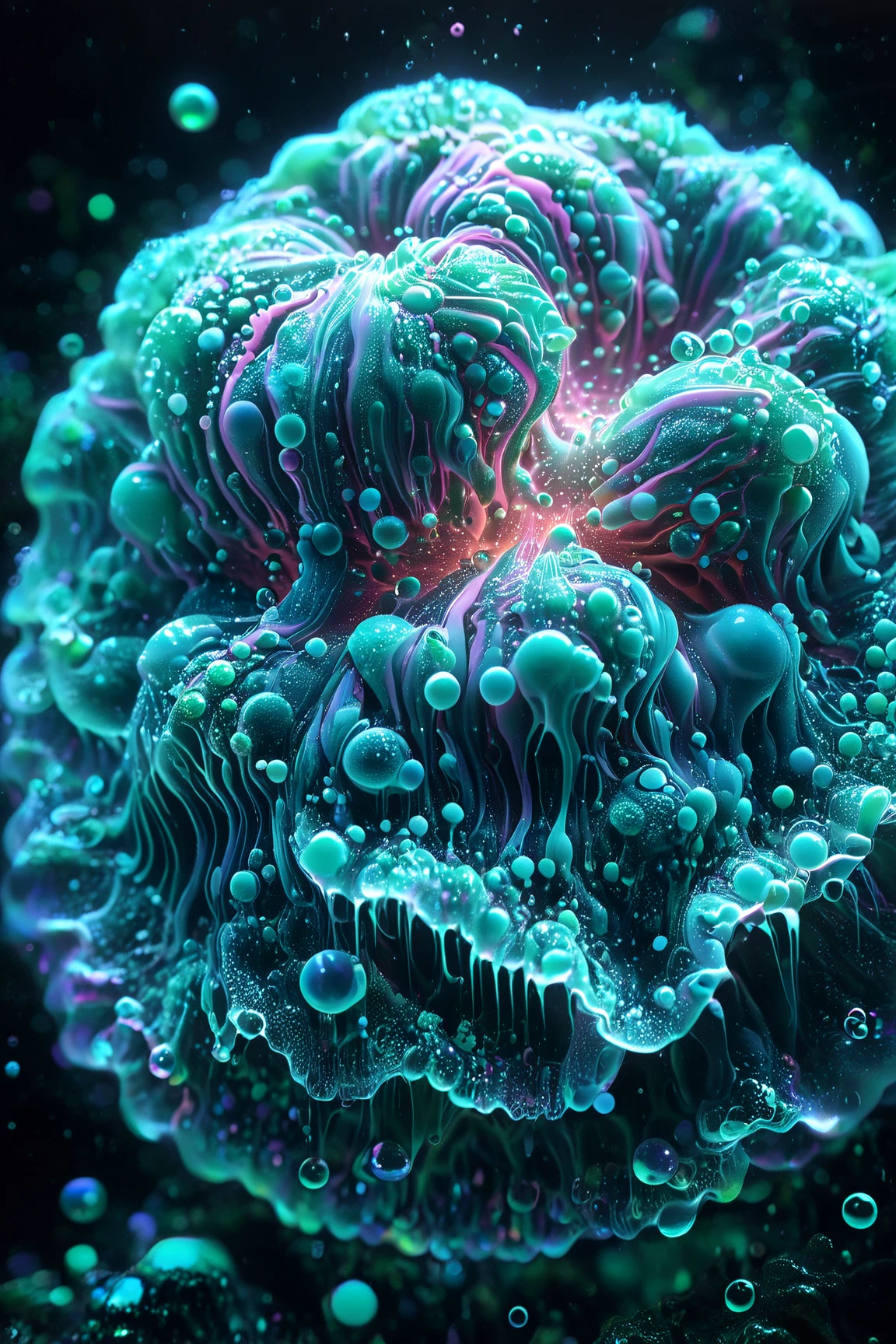 A close up of beautiful bubbles floating on top of each other, Glowing Nightmare, Glowing Runes_green Glowing Runes_pink,LSD, DMT imagery. octane render, psychedelic droplets of water, abstract liquid, and intricate rainbow art. octane render, black 3d fluid simulation,  ethereal bubbles, swirling liquids, and highly detailed, octane render, reflective rainbow bubbles, twisted colors inside of glass spheres, Psilocybin Dream inside an amazing image of light emerging from colors in a shimmering glass morphing out of colors, bright neon and fluorescent colors,very bright, vibrant colors, perfectly formed and symmetrical reflective bubbles and spheres, attention to detail with these beautiful bubbles and spheres, Extreme Hallucinations in a gorgeous piece of  psychedelic digital artwork, Stunning, pixel art, tripped out colors, 4d mandelbulb psychedelics, glass like psychedelic landscape, intricate rainbow environment, psychedelic underwater brightness and glow with neon colors, glowing colors twist inside of translucent glass spheres and bubbles with light and color reflecting off of both in bright fluorescent colors, psychedelic trip, fluorescent and neon aesthetic, psychedelic vibrant colors, bright psychedelic paint splattered backgrounds,swirling spirals and vortex, bright vibrant colors popping out from 3d glass spheres, Rotational Symmetry, Pixel Assets, Portrait photography, Surrealism, Photorealistic, Hyperdetailed, Glass Morphism, Digital Art, Sparkle, Optical Illusion, Glowing Light, Reflective Light, Overexposure, Backlighting, Depth Of Field, Spheres and bubbles show perfect Symmetry, Awe inspiring, Breathtaking, Indescribably Beautiful, Heaven sent images, Best Quality, Award Winning, MasterpieceA close up of beautiful bubbles floating on top of each other, LSD, DMT imagery. octane render, psychedelic droplets of water, abstract liquid, and intricate rainbow art. octane render, black 3d fluid simulation,  ethereal bubbl