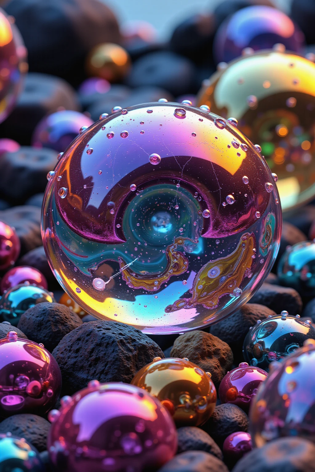 A close up of beautiful bubbles floating on top of each other, Glowing Nightmare, Glowing Runes_green Glowing Runes_pink,LSD, DMT imagery. octane render, psychedelic droplets of water, abstract liquid, and intricate rainbow art. octane render, black 3d fluid simulation,  ethereal bubbles, swirling liquids, and highly detailed, octane render, reflective rainbow bubbles, twisted colors inside of glass spheres, Psilocybin Dream inside an amazing image of light emerging from colors in a shimmering glass morphing out of colors, bright neon and fluorescent colors,very bright, vibrant colors, perfectly formed and symmetrical reflective bubbles and spheres, attention to detail with these beautiful bubbles and spheres, Extreme Hallucinations in a gorgeous piece of  psychedelic digital artwork, Stunning, pixel art, tripped out colors, 4d mandelbulb psychedelics, glass like psychedelic landscape, intricate rainbow environment, psychedelic underwater brightness and glow with neon colors, glowing colors twist inside of translucent glass spheres and bubbles with light and color reflecting off of both in bright fluorescent colors, psychedelic trip, fluorescent and neon aesthetic, psychedelic vibrant colors, bright psychedelic paint splattered backgrounds,swirling spirals and vortex, bright vibrant colors popping out from 3d glass spheres, Rotational Symmetry, Pixel Assets, Portrait photography, Surrealism, Photorealistic, Hyperdetailed, Glass Morphism, Digital Art, Sparkle, Optical Illusion, Glowing Light, Reflective Light, Overexposure, Backlighting, Depth Of Field, Spheres and bubbles show perfect Symmetry, Awe inspiring, Breathtaking, Indescribably Beautiful, Heaven sent images, Best Quality, Award Winning, MasterpieceA close up of beautiful bubbles floating on top of each other, LSD, DMT imagery. octane render, psychedelic droplets of water, abstract liquid, and intricate rainbow art. octane render, black 3d fluid simulation,  ethereal bubbl