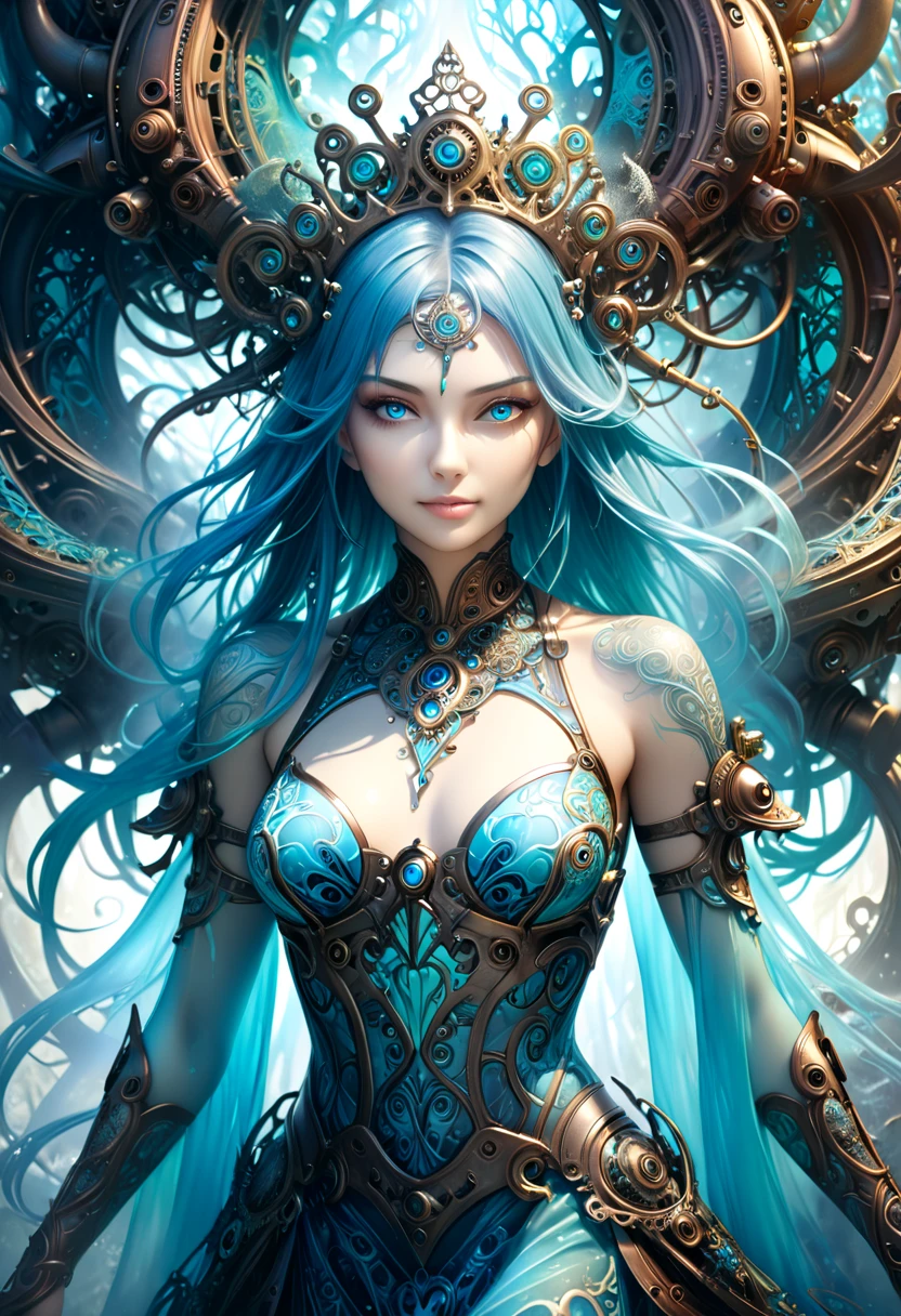 photorealistic, official art, unity 8k wallpaper, ultra detailed, beautiful and aesthetic, masterpiece, best quality, ((zentangle, mandala, tangle, entangle)), (trippy color light:1.3), ecstasy of color, 1girl, waist up, extremely detailed, dynamic pose, the most beautiful form of chaos, elegant, a brutalist designed, vivid colours, romanticism,   deep shadow