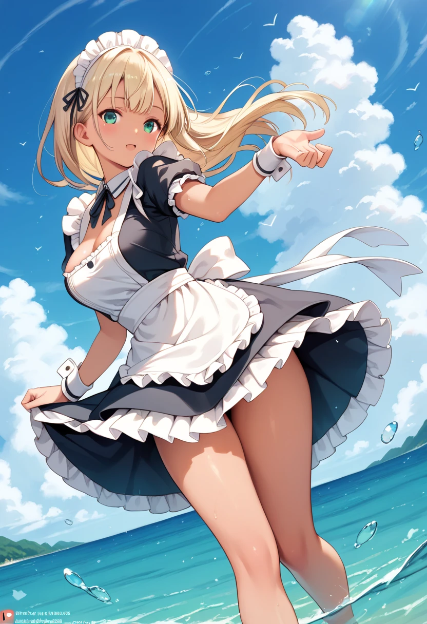 A sexy maid competition among the One Piece pirates as they pose on the decorated ship, 1girl,1boy, maid outfit, pirates, catcall, sexy, anime, comedy, highly detailed, masterpiece, 8k, photorealistic, dramatic lighting, vibrant colors, dynamic composition