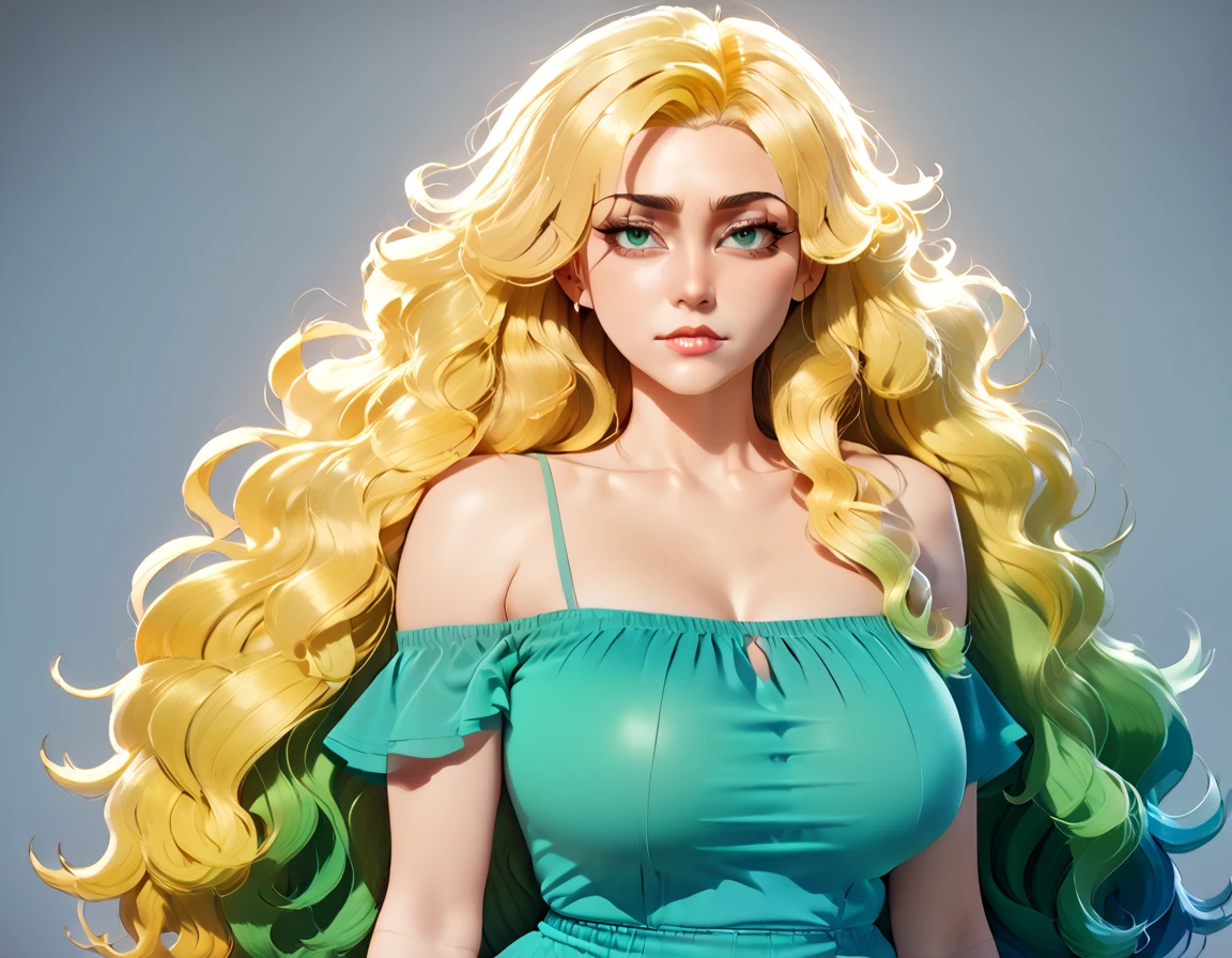 anime art style, 2d, masterpiece, best quality, very aesthetic, absurdres, dynamic shadows, atmosferic, lucoa_md, (1girl), (blonde hair), long hair, (gradient hair), green hair, blue hair, ahoge, hair between eyes, bangs, big breasts, cleavage, curvy body, collarbone, makeup, blush, horns, shota, shota penis, small penis, short penis, short boy, short body, anal penetration, destroy anus, looking a viewer, feet, woman cumming, fluids coming out of the vagina, nude, complete nude, crying, in the school, back view, five fingers on feet