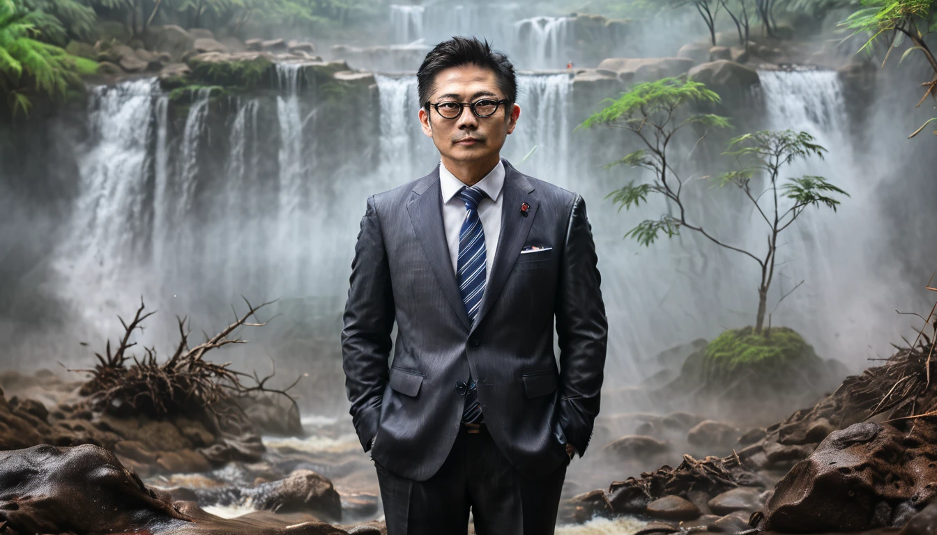 there is a man wearing glasses and a suit and tie, a picture inspired by Yasushi Sugiyama, pixabay, what is it?, of the asana, Shinkiro Toshiaki Mori, john park, tokio aoyama, Choi, Hiroaki Samurai, Naoki Ikushima, Yasuhiko Yoshikazu, Yoshikazu Yasuhiko