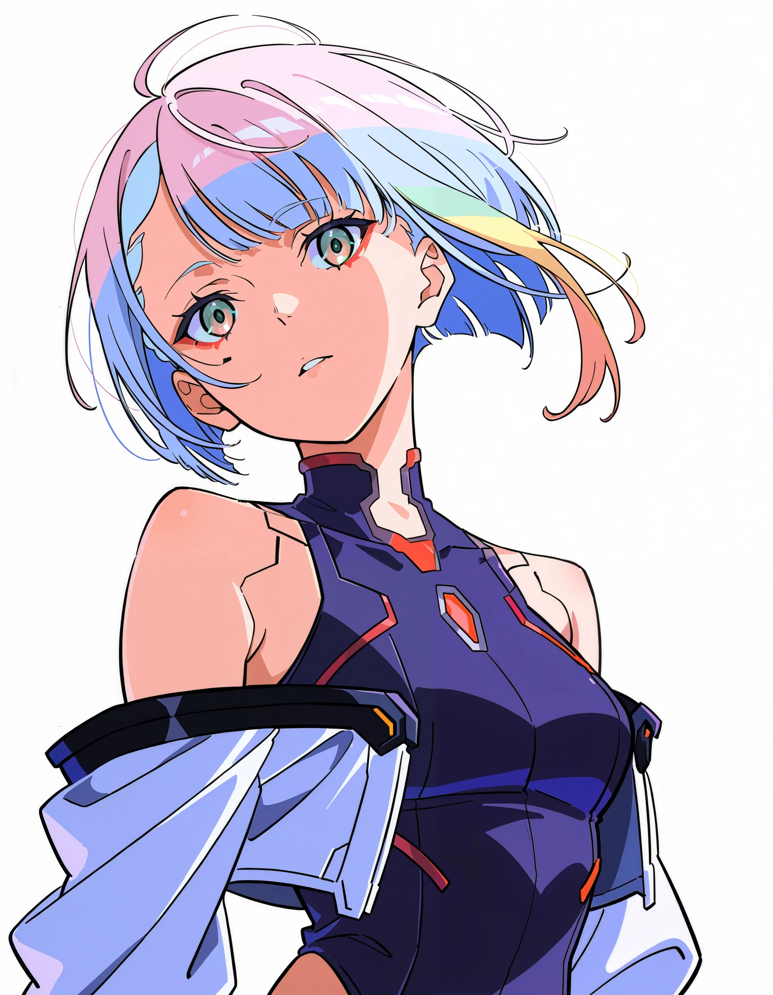 masterpiece, best quality, absurdres, safe
artist:yoneyama_mai
1girl, lucy \(cyberpunk\)
head tilt, floating hair