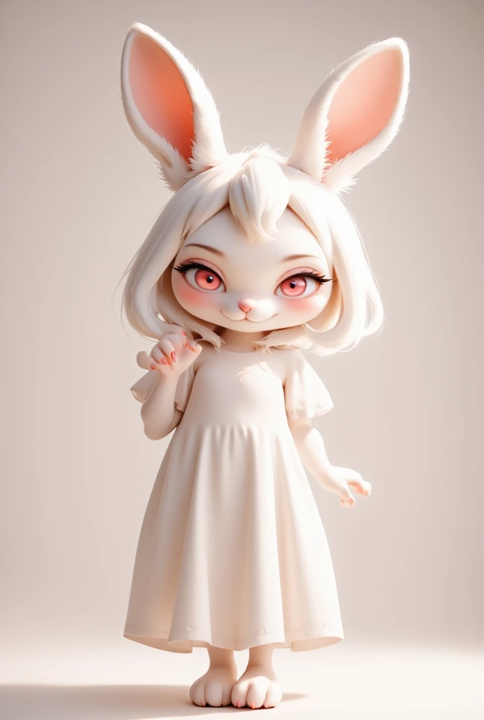 furry kemono rabbit girl. cute.white fur,long white hair,red eyes.rabbit.white dress. animal.safe for work.