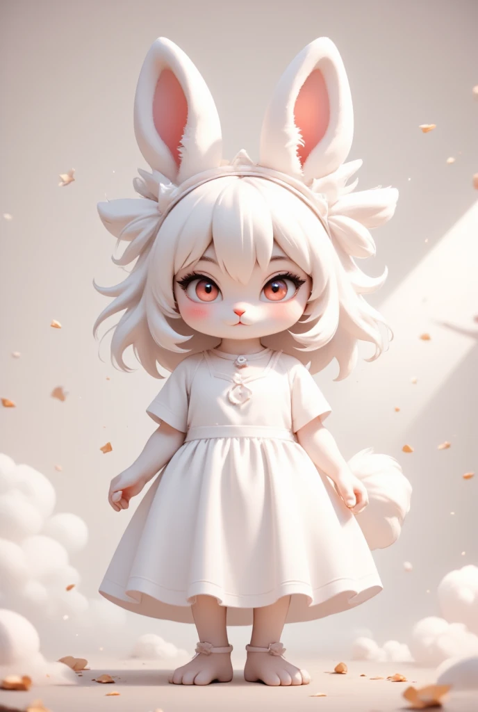 furry kemono rabbit girl. cute.white fur,long white hair,red eyes.rabbit.white dress. animal.safe for work.