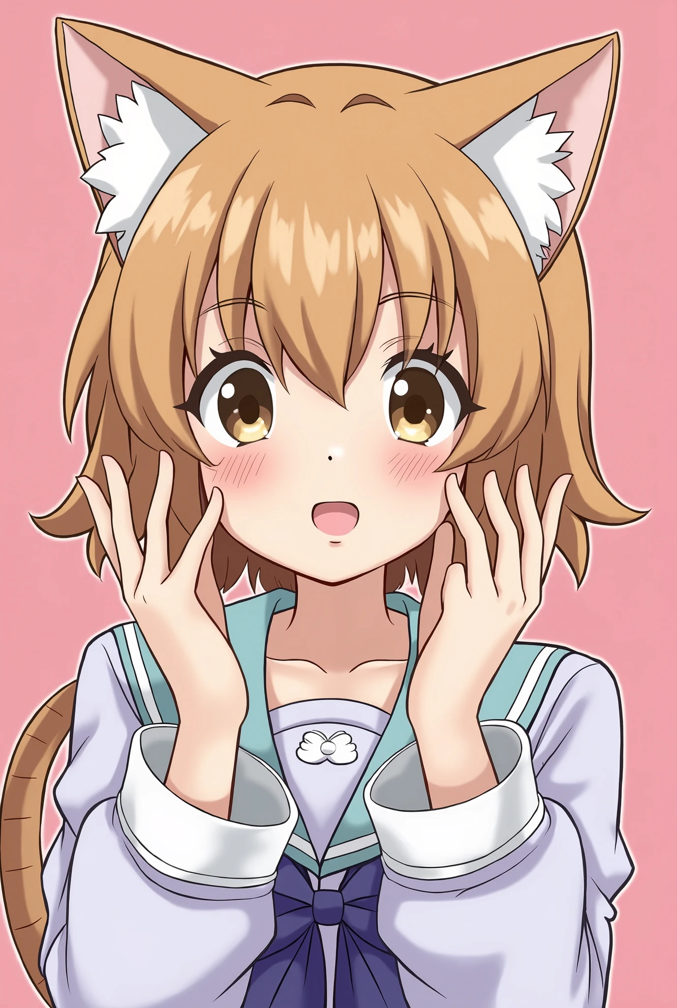 Anime girl with cat ears and a bow on her head - SeaArt AI