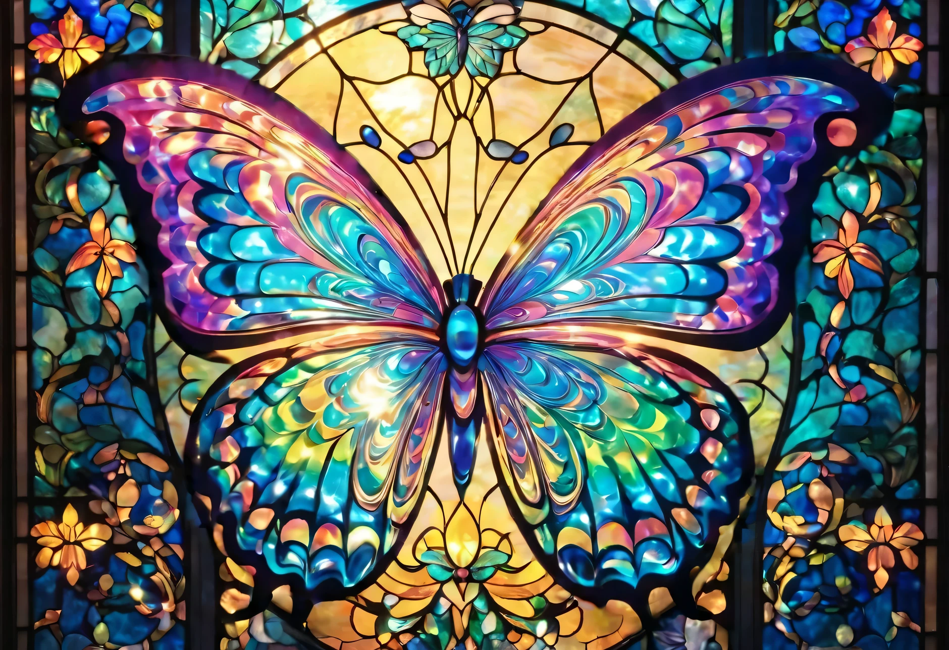 The brilliance of stained glass ,  brighter , Increase the saturation a little 