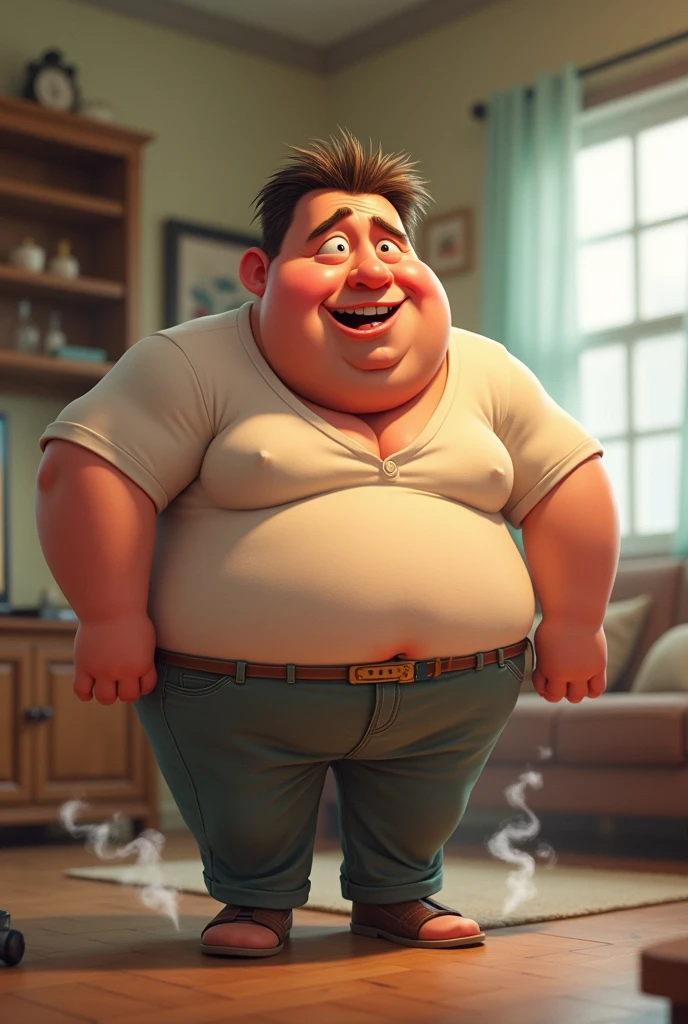 Fat man burping
