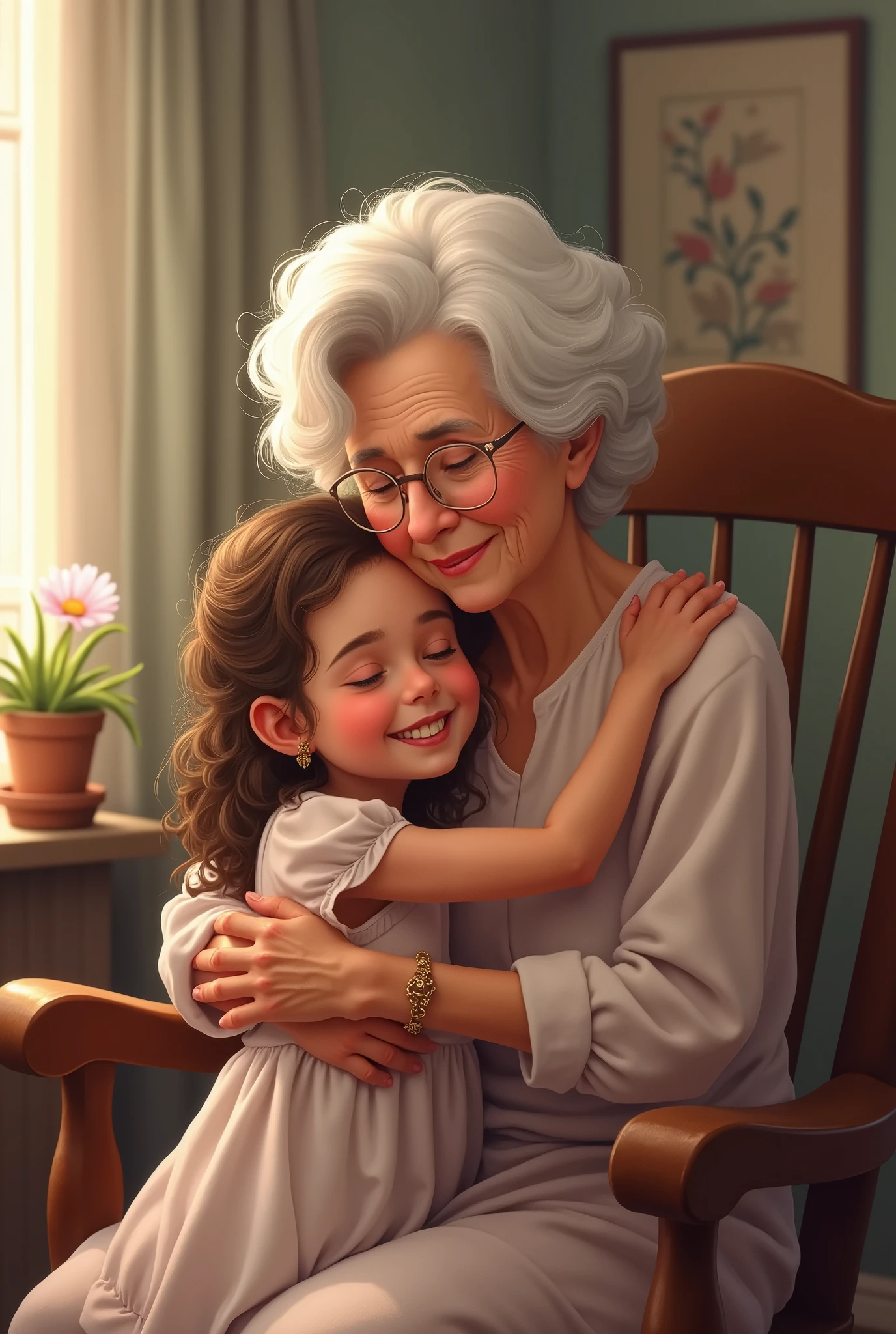 A 3 year old girl lies with her head on her grandmother's lap.