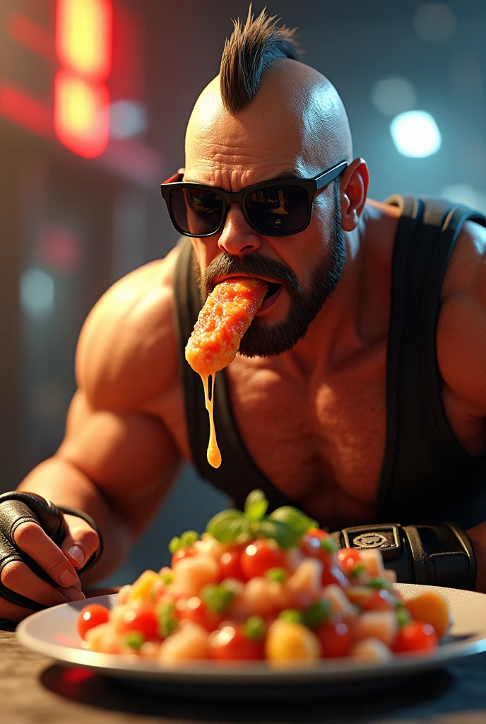 Muscular and tattooed Super Mario drinking a beer in a bar with donk gong, or Luigi, o yoshi e o bawser.