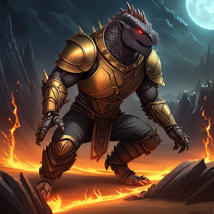 alone, Kemono, (Dragons), anthro, masculine, ((black body)), scales, tail, Muscles, Good looking, armor, medieval, Fantasies, outside, outside, dark, natta, woods, warehousefire, warehouse, stars, meeting, Toe claws, Epos, depth of field, perfect lightning, (light particles),(best quality),(​masterpiece),(ultra detailed),keen focus,light particles