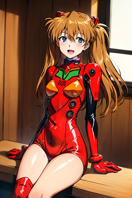 (( top quality)), ((masterpiece)), (be familiar with),  perfect face, indoor, bedroom,  watching viewers,
One woman,  Soryu Asuka Langley,
 open mouth,  ecstatic expression beside the piano, blush, smile,
 small tits,  flat chested, Young girl, Lori,  s,  girl,
 long hair,  Twin Tails ,
Leg spread,