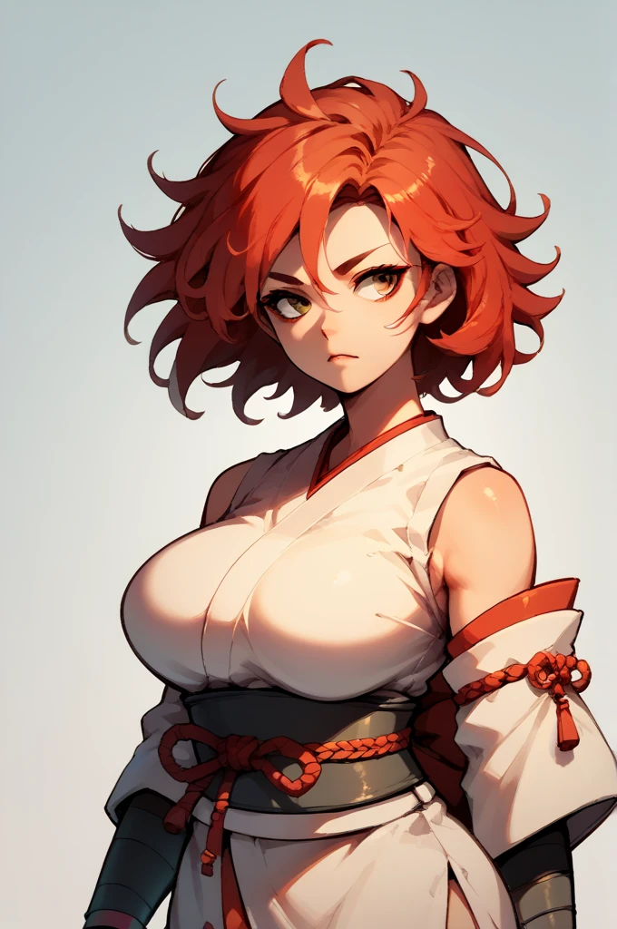 fox　Big Breasts　samurai　knife　 red hair　anime　 no background