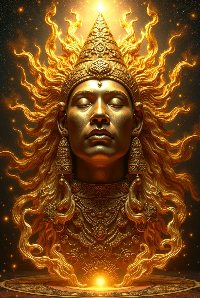 The hit song artist Joji but has a marble Greek statue with gold accents. Make it in the style of an album cover