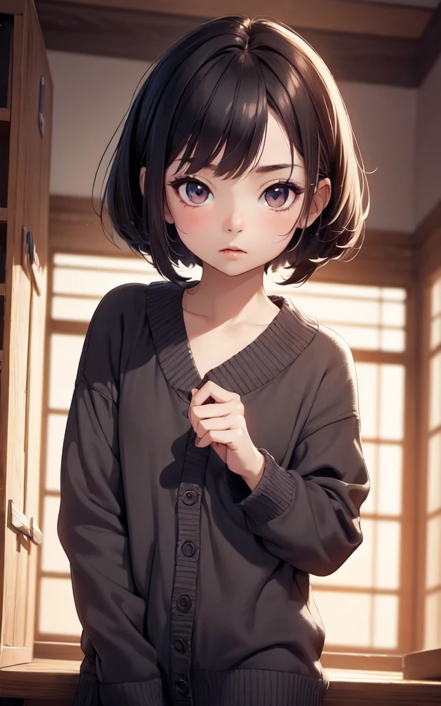 there is nothing, highest quality, Cute and pettit 11year old girl、Bun hair,nudity