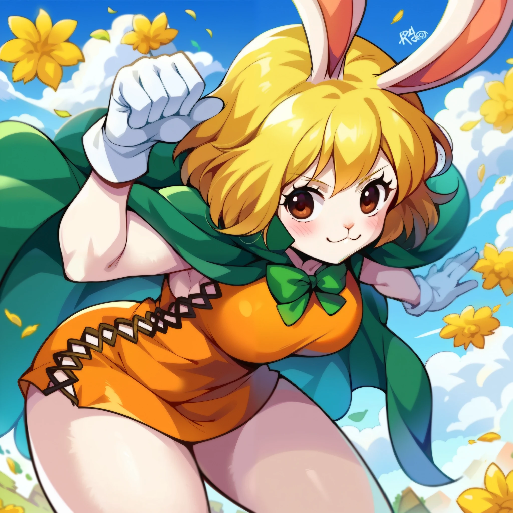 milla basset, masterpiece, best quality, 1girl, solo, long hair, looking at viewer, bangs, brown hair, shirt, animal ears, hair between eyes, bare shoulders, jewelry, breasts, green eyes, standing, tail, thighs, outside, shorts, sleeveless, shiny, bracelet, standing, full body, pregnant