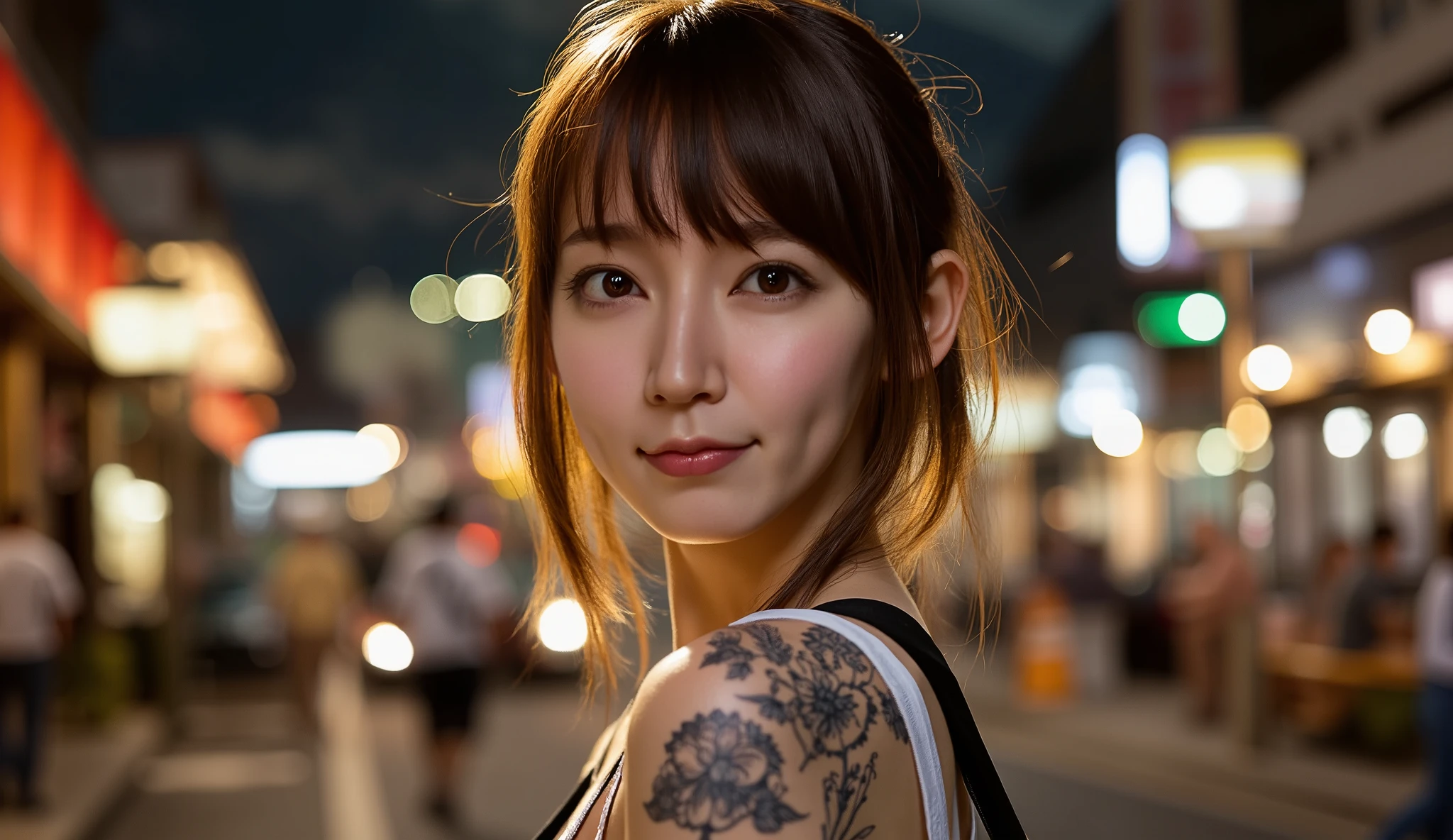 fuji film, group shot, beach, vibrant colors, beautiful scenery, (tatoos:1), (RAW photo, best quality), (realistic, photo-realistic:1.2), 1girl, high quality, (high detailed skin:1.4), puffy eyes, gorgeous hair, <lora:epiNoiseoffset_v2:1.8>, (rim lighting:1.3), short hair, yae miko, <lora:more_details:1>, <lora:FilmVelvia3:1.3>, <lora:YaeMiko_Test:.8>, <lora:koreanDollLikeness:.6>