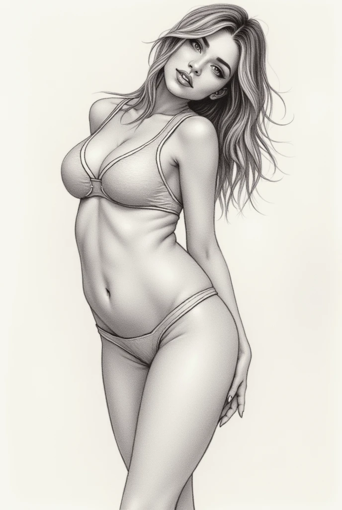 Draw a naked muscular girl。Draw the vagina in detail without hiding it.。