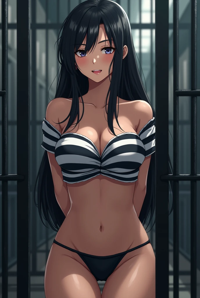 CG，prison，Japanese high school girl as a female prisoner， Round sexy ass, In underwear， White thong and bra,. Big natural wet breasts spilling out of her bra, prisonの設定, Solitary confinement,CG，Handcuffs on both hands，Restrained by chains，Jail，Connecting both handcuffs with a chain，Chain on the waist，Crotch rope，Take off your shorts，Take off your panties，Strip the lower half of your body naked，Take off your bra，Expose the chest，Go shirtless，