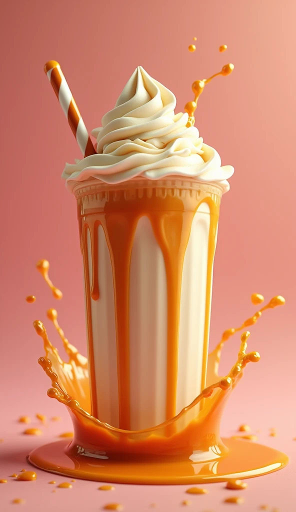 RAW photos,Peach shake shake shake,Contains cream and jelly,A few pieces of crushed ice were scattered around,foodphoto,professional colour grading,Soft shadows,no contrast,clean sharp focus,foodphoto,white backdrop,Best Picture Quality,巨作