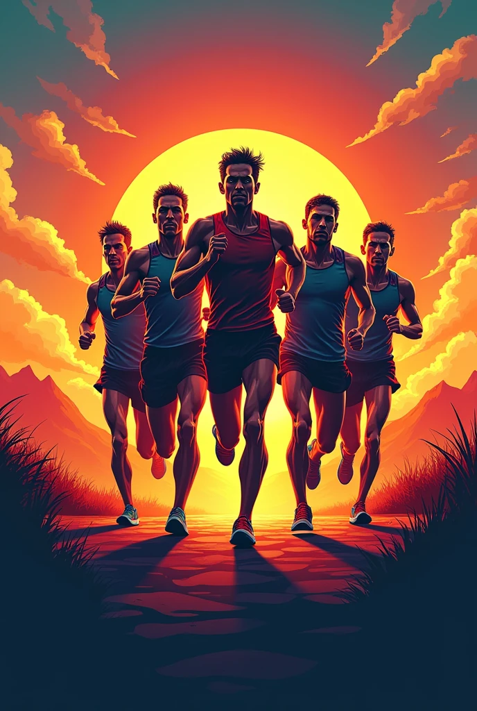 I want a background design for a sportsweek event name bolympia heist where the theme should be black and red like money heist but it should look like a sportsweek event where all sports logos be there