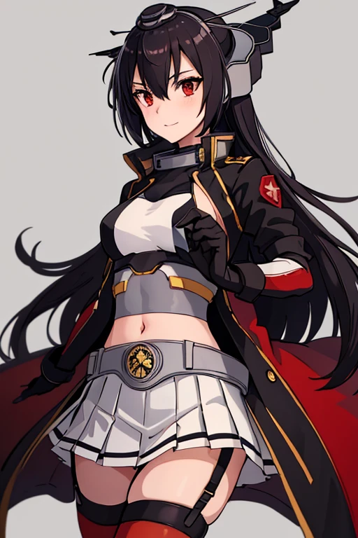 Adult woman, Long black hair, Fox ears, yellow and red eyes, Fox tails, Combat uniform, Smile, Masterpiece, hiquality