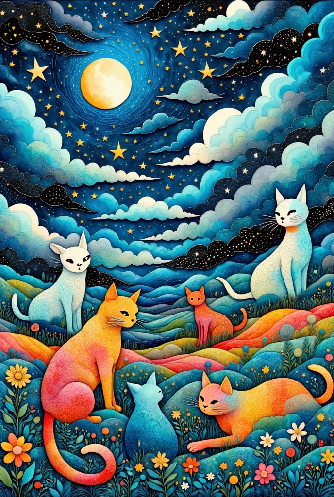  There are many colored cats on a blue and pink background,  like a rainbow ghost, ghost, kill, ( ( RISOGRAPH ) ), ghost in the background,  a person like a ghost , ghost theme, by Shinoda Toko, ghost, phantom ghost in the background,  part Petra Court Light , ren born as ghost, floating ghost , Now Tanaka