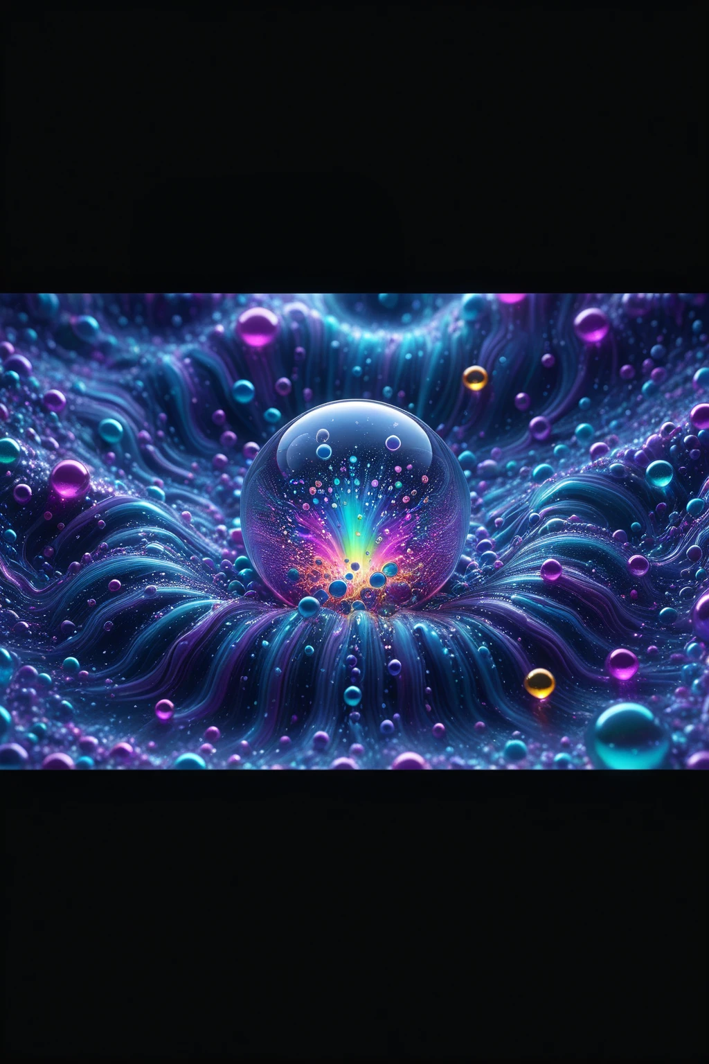 A close up of beautiful bubbles floating on top of each other, Glowing Nightmare, Glowing Runes_green Glowing Runes_pink,LSD, DMT imagery. octane render, psychedelic droplets of water, abstract liquid, and intricate rainbow art. octane render, black 3d fluid simulation,  ethereal bubbles, swirling liquids, and highly detailed, octane render, reflective rainbow bubbles, twisted colors inside of glass spheres, Psilocybin Dream inside an amazing image of light emerging from colors in a shimmering glass morphing out of colors, bright neon and fluorescent colors,very bright, vibrant colors, perfectly formed and symmetrical reflective bubbles and spheres, attention to detail with these beautiful bubbles and spheres, Extreme Hallucinations in a gorgeous piece of  psychedelic digital artwork, Stunning, pixel art, tripped out colors, 4d mandelbulb psychedelics, glass like psychedelic landscape, intricate rainbow environment, psychedelic underwater brightness and glow with neon colors, glowing colors twist inside of translucent glass spheres and bubbles with light and color reflecting off of both in bright fluorescent colors, psychedelic trip, fluorescent and neon aesthetic, psychedelic vibrant colors, bright psychedelic paint splattered backgrounds,swirling spirals and vortex, bright vibrant colors popping out from 3d glass spheres, Rotational Symmetry, Pixel Assets, Portrait photography, Surrealism, Photorealistic, Hyperdetailed, Glass Morphism, Digital Art, Sparkle, Optical Illusion, Glowing Light, Reflective Light, Overexposure, Backlighting, Depth Of Field, Spheres and bubbles show perfect Symmetry, Awe inspiring, Breathtaking, Indescribably Beautiful, Heaven sent images, Best Quality, Award Winning, MasterpieceA close up of beautiful bubbles floating on top of each other, LSD, DMT imagery. octane render, psychedelic droplets of water, abstract liquid, and intricate rainbow art. octane render, black 3d fluid simulation,  ethereal bubbl