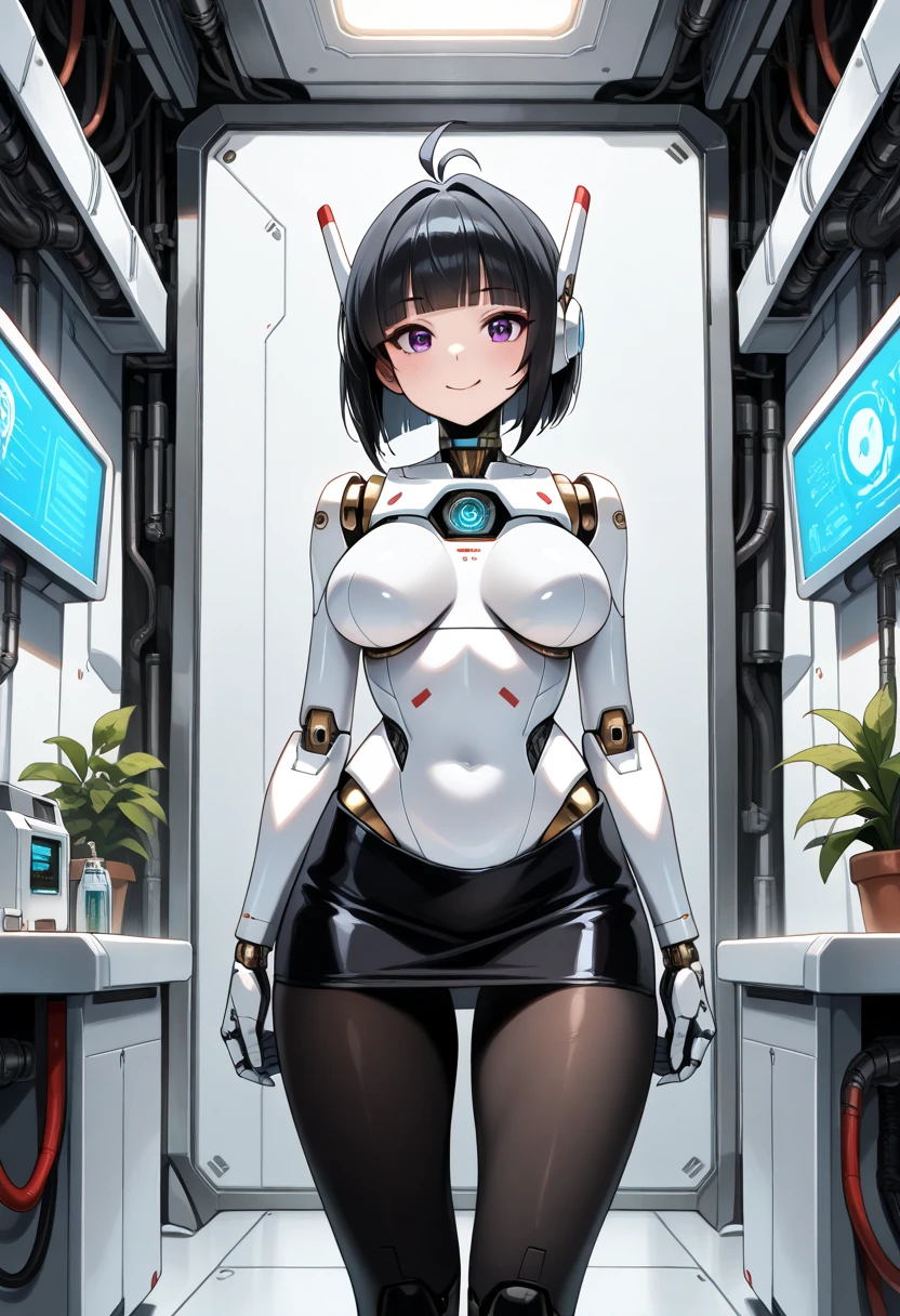 (realistic:1.4), (Raw photo)table top, highest quality, very detailed, (realistic:1.4), (8K, 4k, highest quality, High resolution, 超High resolution:1.1), 8K portrait,1 girl, Japanese アンdroid gid,Plump , announcer,Control panel,アンdroid,droid,mechanical hand, ,robot arms and legs, black hair,Machine body,dull bangs,white robot parts,perfect robot woman,charging spot,long tube,A thick cable was connected to his neck...,ceramic body ,Machine body, mechanical ear covers,アンdroid,robot humanoid,a little chubby,panties,full eyes,perfect machine body,white robot body,laboratory of the future,アンdroid factory,mechanical ear covers,white and light blue uniform,aqua accent costume,