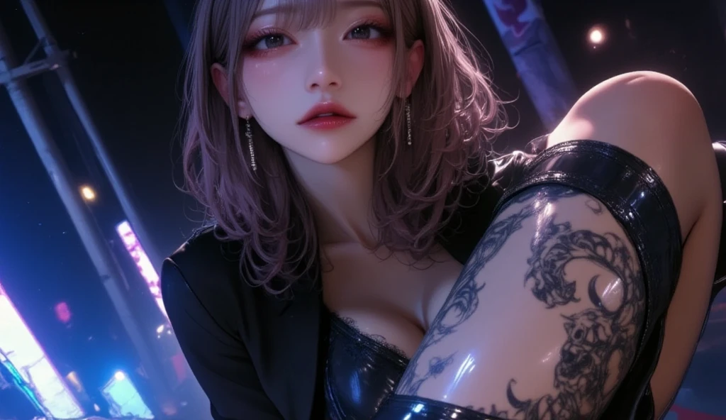 (masterpiece, top quality, best quality, official art, beautiful and aesthetic:1.2), (1girl:1.3), extremely detailed,(fractal art:1.2),colorful, highest detailed, (zentangle:1.2), (dynamic pose), (opera background:1.5), (black dress:1.2), (shiny skin), (many colors:1.4), upper body, kafka,purple hair,((purple eyes)),armpit pose detailed,sitdown at sofa,kafka honkai star rail,seductive face,sexy pose,sadness smile,Gloomy Atmosphere, Teardrops, Emotional Moment, Raindrops, Wet Hair, Loneliness, Sorrowful Expression, Rain-soaked Clothes, Melancholic Scene, Muddy Ground, Gray Clouds, sitting, armpit pose very detailed,,