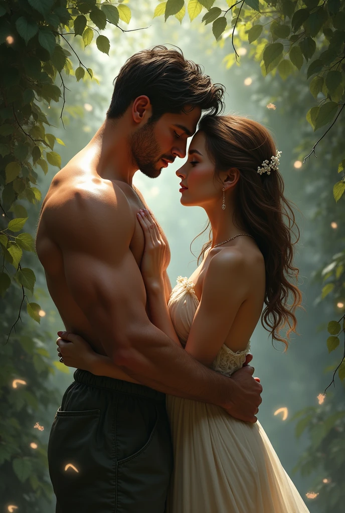 A man and a woman standing and hugging each other