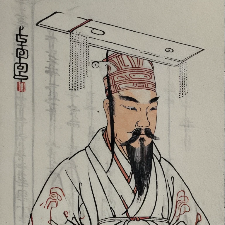 Ancient Chinese man wearing a degree hat