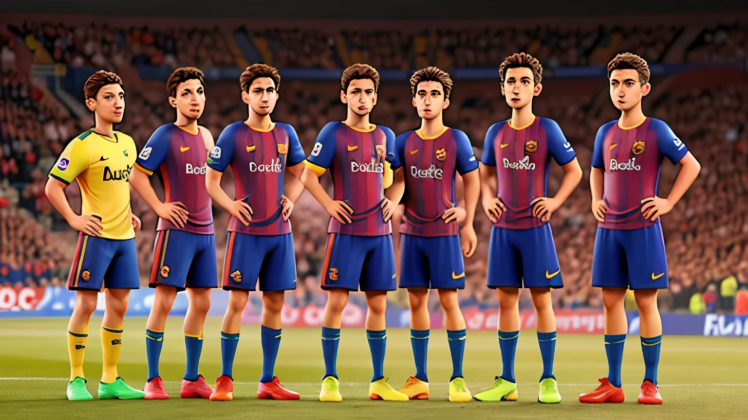 arafed soccer team posing for a picture before a match, fc barcelona, wearing a barca cape, the best ever, sport, barcelona, exclusive, in barcelona, posed, various posed, 2995599206, amazingly composed image, 💣 💥💣 💥, 3389861569
