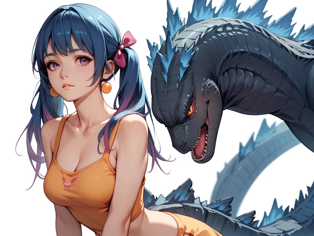 Shira is a fairly tall young wpman with a rather fit physique. She has light skin, and short grey hair with two bangs. She has several scars on both body and face (for which he may seem to look older), including one running vertically across his throat, and she also has what appears to be a tattoo of a blue-coloured dragon on his right shoulder. Her attire consists of a long sleeveless, dark green shirt which she ties with a light green sash, grey pants, and black arm braces. Her forehead protector is attached to the bottom of her shirt and she wears bandages on his right biceps. Shira also sports a small amber magatama necklace.