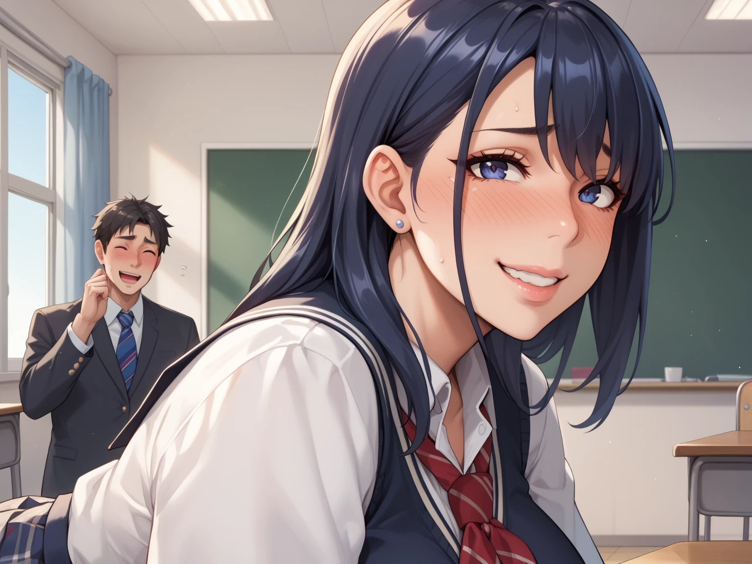 Big Ass、Sweaty ass、One Woman、One Man、Many people々、beautiful girl、high school girl、Twin tails、Condescending face、Large number of guests、School、classroom、Brasilia、Sailor suit、Short pleated skirt、、Looking down at the viewer, Long Hair, Highest quality, Focus on the thighs, smile,Cute patterned panties、Plump thighs、Big 、Big Ass、 Black Hair,My thighs are steaming between my legs 、Sweaty panties、Angle from directly below、Spread your legs、Acme convulsions、Obscene sound effects、Naughty sound effects、Sweaty crotch、share indirect write、Place a handheld massager on your groin、Sit on a chair with your legs open、spread legs wide、People around her stare at her、Fingering