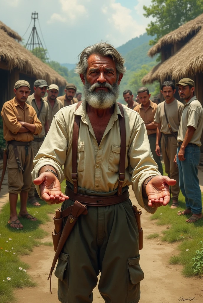 The merchant organizing and directing a large team of treasure hunters.