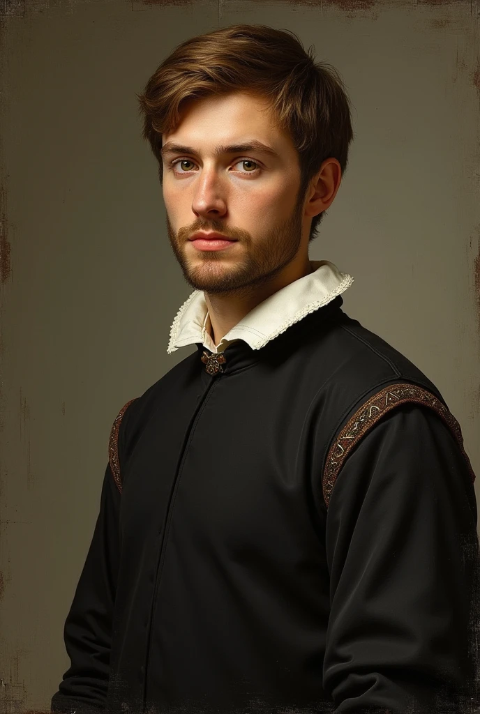 dark black hair england man, painting, brown eyes, wearing, long distance shot, smirk, detailed