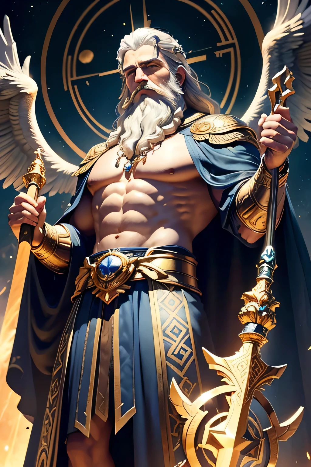 super high resolution, best quality, photo, 8k, (photorealistic: 1.2), cinematic lighting, An old man shaped like a fantz wlop, giant man with beard in bright white robes and floating on the crystal throne floating on crystal clouds, yellow eyes, bright yellow light emitted from the throne, precious stones floating in the sky, God, with beams of light enveloping his body, with large translucent, feathered wings on the crystal throne, wings are open, golden light (halo:1.2) over your head, abdominal muscles dressed in medieval golden armor, beard, masculine, dark, masterpiece, best quality, intricate details, snow environment and crystals in the background, crystal cathedral, portal of the future, 3D light, HD, magic, god of light, backlighting, detailed face, DREAD, depth of field, soft lighting, tone mapped, highly detailed, concept art, smooth, sharp focus, dramatic lighting, highly detailed art, cinematic, 8K, amazing shadows (highly detailed background: 1.2) --auto --s2