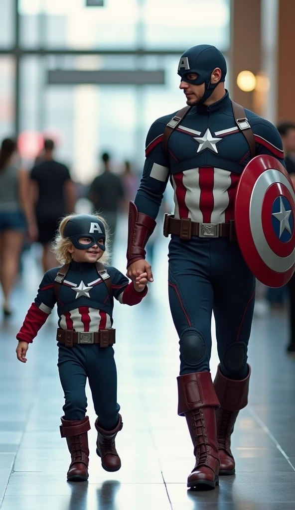 Captain america with baby girl