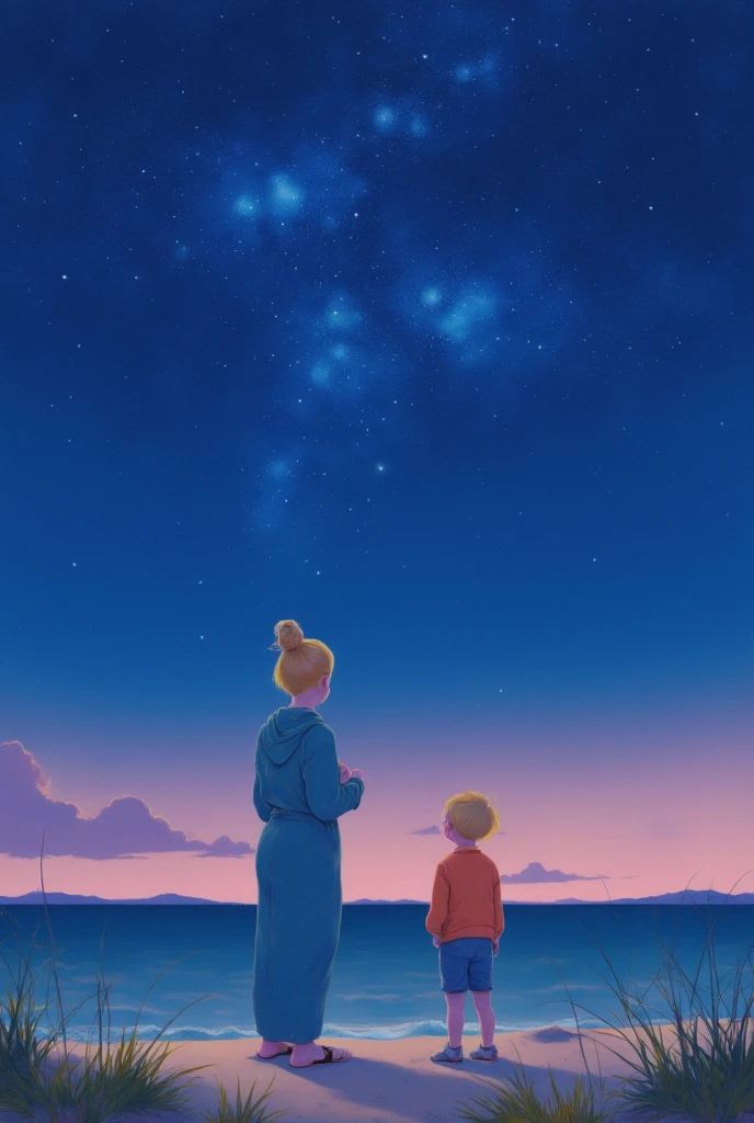  Oil and Acrylic on Canvas,Anime girl and boy watching the night sky on a sandy beach,Lofi Artstyle,   starry sky  ,  anime atmosphere ,   starry sky  !!, Lofi Art,  starry sky  ,   starry sky  の夜に,   Anime Background by Shitao ,  Beautifully illustrated  ,  Animation Art Wallpaper 4K , 