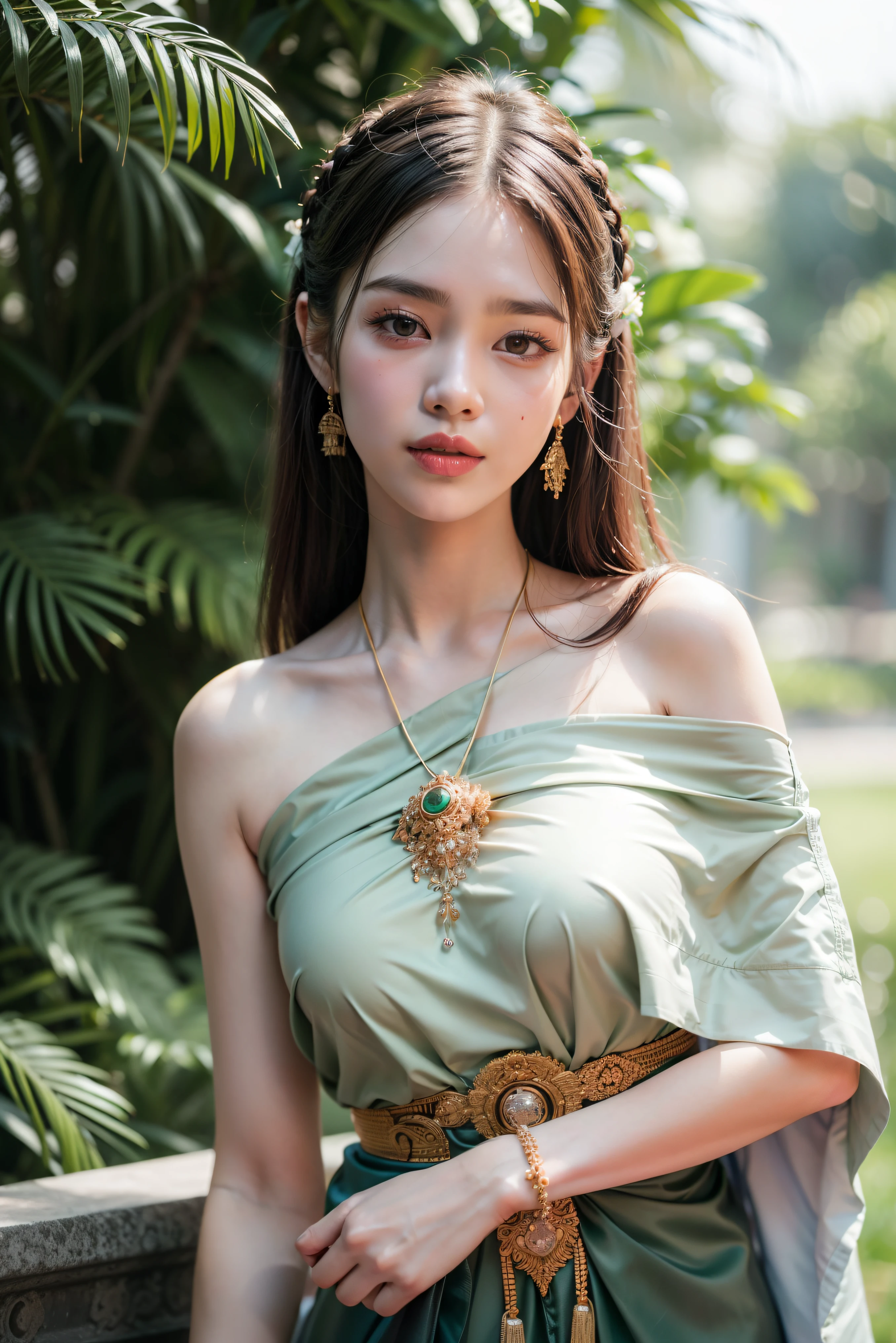 ((((8K))),((Extremely detailed CG)) ,(wallpaper),16K,((Extremely exquisite and beautiful)),(((masterpiece))),(((Best quality))),(((Ultra-high resolution))),Beautiful light,Realistic shadows,(Smooth and flawless fair skin:1.5),(Pale skin:1.3),Extremely delicate facial details,(Perfect body:1.1),(Extremely detailed:1.2),((A beautiful girl,Solitary)),(Small head:1.2),(Golden Phoenix Crown on the Head:1.2),(Hair Bun:1.2),(Small face:1.2),(Exquisite makeup:1.2),(Small Breasts:1.2),(flat chest:1.2),(Slim,Thin),(Happy:1.2),(lol:1.2),(earrings:1.2),(crystal necklace:1.3),(collar:1.3),(Extra long red embroidered Chinese wedding dress:1.5),(cleveage:1.3),(sleeve:1.3),(stocking:1.5),(Day scene:1.5),(outdoor:1.2),(Garden Hotel entrance:1.5),(Colorful flowers:1.3),(Many colors:1.3),(Bright sunshine:1.2),(Detailed background:1.5),(permanent:1.3),(Put your hands behind your back:1.3),(Upper Body:1.3),(From the front:1.3),(spring:1.3)