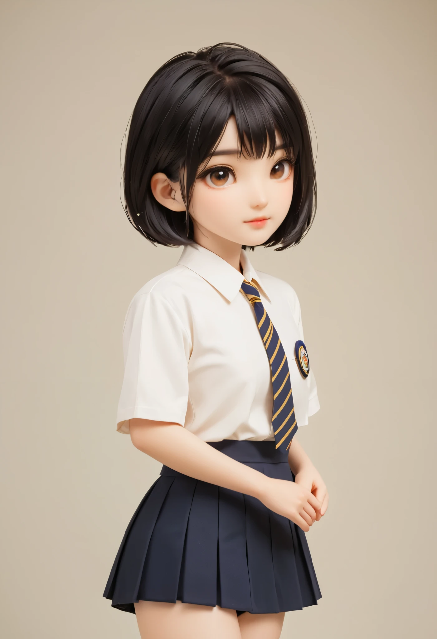 zepet、 beautiful Japanese high school girl、uniform、 black hair、 short bob hair