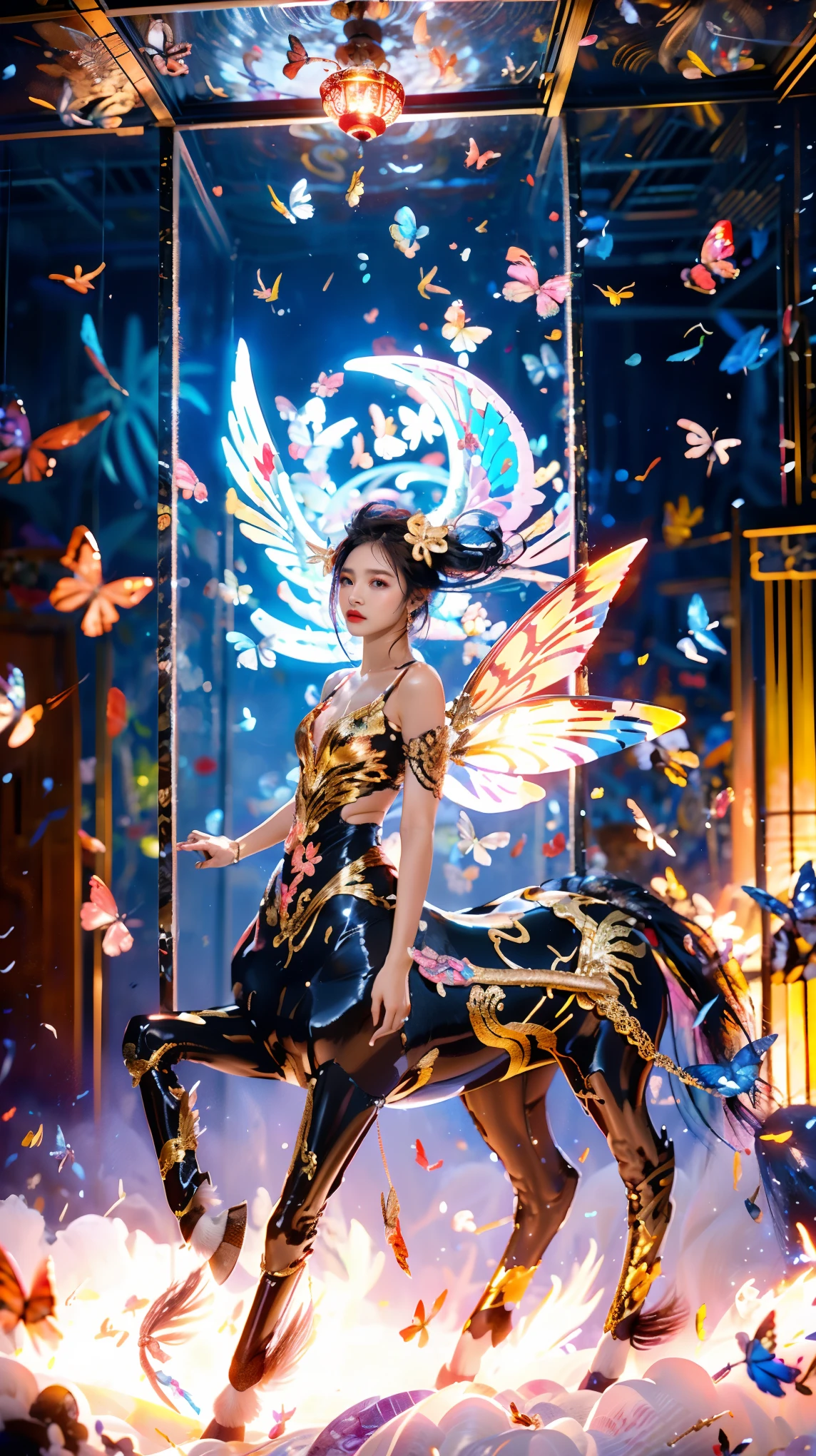 creates an epic picture ,超大广horn、Ultra deep depth of field ,Super focal length 、Super-sharp 、Super complex、 super detailed、 super realistic 、 is colorful、 supernaturalism , used an all-round three-dimensional moving camera ,多horn度拍摄, to present the audience with a live view of the amazing Carnival 。, the multiverse, six fairy monsters (Elite Club 、The stars gathered :1.8),(组群超过9位女皇horn色:2)Passionately interpret :(, a perfectly integrated, seamlessly embedded, and precisely connected cyber mecha centaur,Centaur,Centaur:1.8)、( Phoenix Empress 、 mini fairy fairy 、 The Mermaid of the Sea, the Siren Queen 、 Sphinx Queen 、, Sky Demon, Dragon Queen Tengyun Driving Fog 、 Fiery Fire Queen 、 The charming Conjuring Queen Tifflin ),每位horn色具有独特的外观特征、 magical ability 、Stance and Movement , Special Organs 、Artifact Equipment、Special scenes and natural phenomena,, they have a clear hierarchy ,Lively action,Creative Layout 。( Geometric graphics segmented and dynamically distributed materials :1.6), Dragon Queen Blue Purple Tights , Exquisite Combination Scenes , creative artistic layout 。 Inclusive Display , details are true ,Super intricate details, ultimate clarity , Ultra high quality output , makeup fine-tuning to make facial features 、 asymmetrical appearance 。 neoclassical Chinese and Western style (Dress、Casual Clothes、Warframe、 cyberpunk、Wedding Dress) and others simultaneously display , Advanced Brush Tool , Combining Mythical Legends and Monster Characteristics (horn、tail、Tentacles、Wings、Feather、scale、nail、hoof、Anti-Joint 、Arthropod、fur、Chitin 、Pattern、Tattoo、, ornate decorations, etc. :2), Physiological Perfection、 standard medical beauty 、 Biological Adjustment , Super Giant Teardrop Papaya Big Chest 、Round and straight、Enchanting and sexy、Low body fat percentage ,Perfect Baby Face ,Perfect muscle lines,( Narrowed Ribs 、Smooth shoulder blades、Slim waist )与 Super Giant Teardrop Papaya Big Chest 形成强烈反差,Long body 、Beautiful curves、 Proud Business Line ,The infinitely changing miracle magic decoration ( invisible coding :2), The costume blends multiple styles and premium fabrics 。 Special Moves : Side knee bends、 Straightens waist and raises head、 Bunny jumps with hands behind back、 Lifts head on the ground、Side bends, Frequent interaction ,Lively action, Jade horizontal chest 。City mountains glow,Vegetation is abundant, Neon Symbols Float , blurred Outer space supergiant structure park logo glides through the sky 。Refer to Onlyfans 、tiktok、 Douyin and other social media materials , Using Mindjourney 、 Stable Diffusion Advanced Brush Tool、 Material Texture Pack、Special model library、Real Motion Capture Library。Fun,Light Code , Commercial Giant Production , Clean Picture ,True story,Vivid image, Turing Test ,Micro-expression,Grand Prize Entry,Focus on people, Highlight Moments ,Magnificent epic,Sacred,Group of people, Illusory Aura , holiday atmosphere, Fire Flash ,Colored smoke,tension,Rendering,jelly,} Lens Language ,A metaphor for concentrated computing power 、Implicit 、Conceal mysteries(Hall of Fame Characteristics、性tension:1.6)。