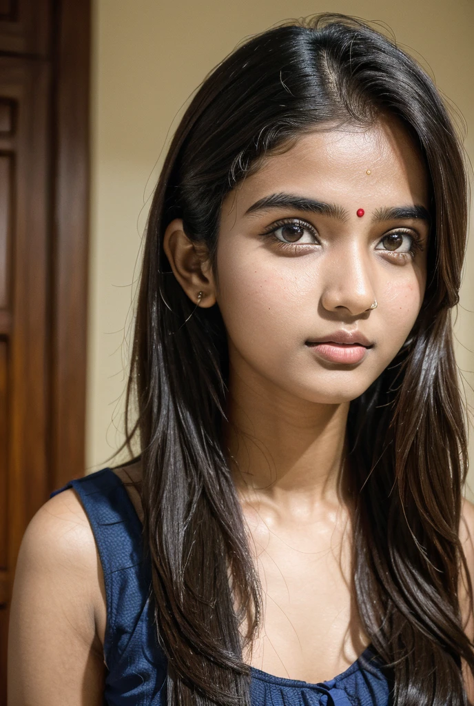 photography of a 18year old girl, perfect face, masterpiece, mallu realistic girl in chiridar kerala room