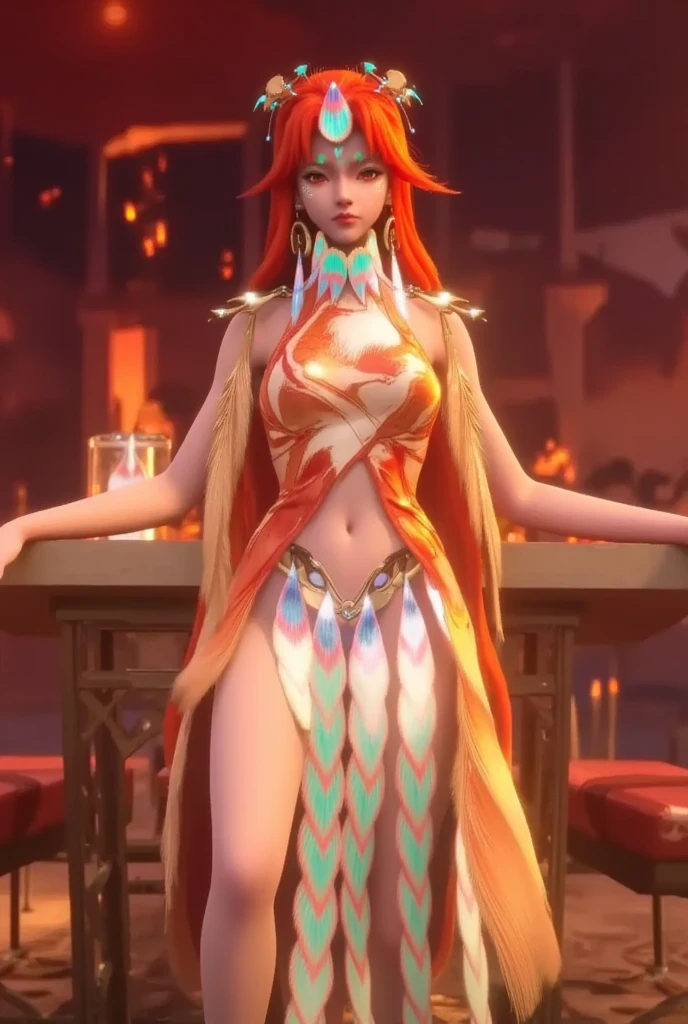 (((dog girl))), (((red hair))), (((smile))), (((full body))), (((standing pose))), (((belly dance top))), (((jewelry))), ((((long and baggy Belly Dance Harem Pants)))), (((bare feet))), (((fully detailed)))