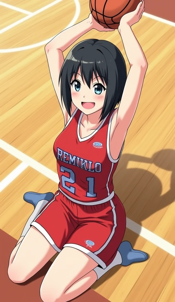 best quality, ultra-detailed, high resolution, 1woman, (half closed eyes:0.7), mature female, milf, POV, huge breasts, black hair, volleyball uniform, 1990s \(style\),retro artstyle,1990s anime cels style, (vulgarity:1.4), orgasm, nose blush, from above, looking up, open mouth, (drooling), tongue out, sitting, gymnasium
