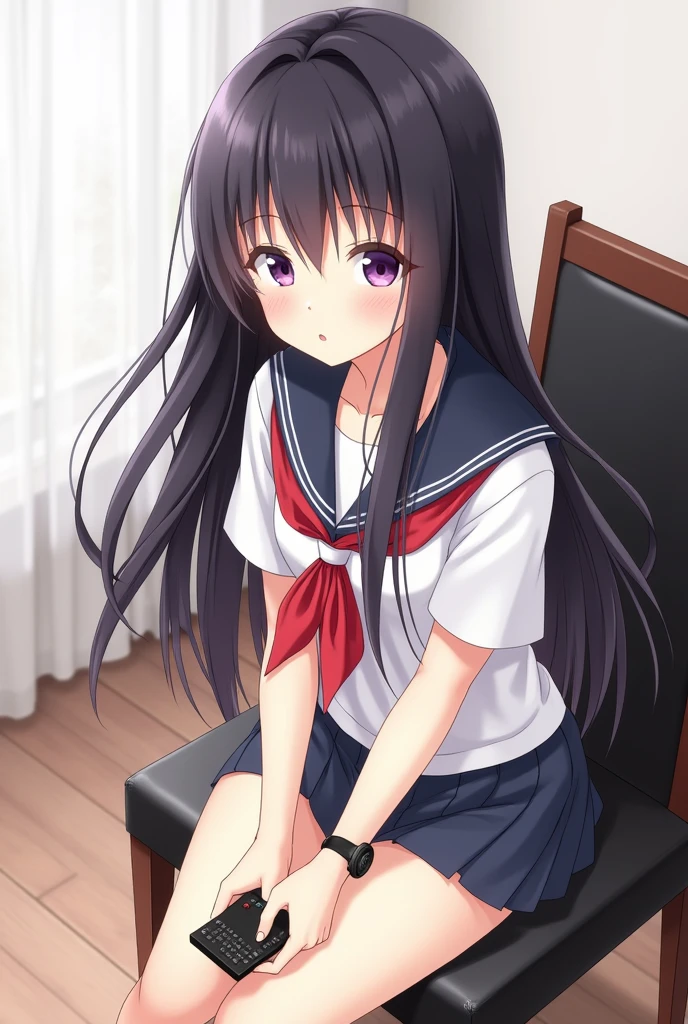 Neat and clean high school girl,Commemorative photo shoot,Ai Fukuhara,Purple long hair,Large breasts,Watching baseball